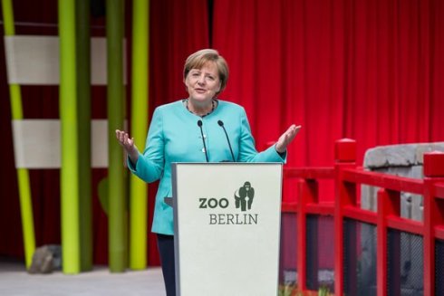 Bundeskanzlerin Dr. AngelaMerkel spricht am Panda Garden © Zoo Berlin