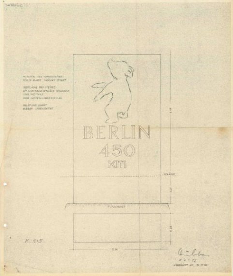 Bild 1 Originalzeichnung vom 7.9.1953 f die Ausfrung der Berliner Meilensteine