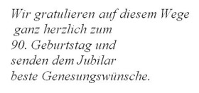 Gratulation zum 90. Geburtstag