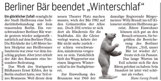 22.12.2016 Rundschau, Swest Presse, Von Hans Georg Frank - Berliner B zurk im Heilbronner Stadtbild
