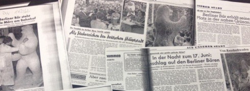 Historische Schlagzeilen zur Enthüllung des Berliner Bären von Oberhausen am 17. Juni 1962 Foto © Nadine Gewehr